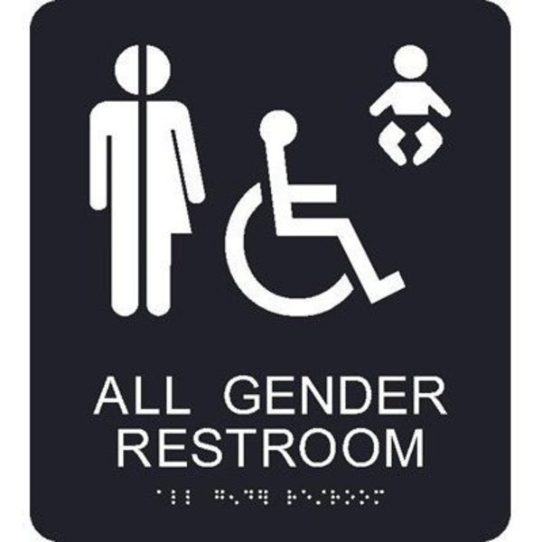 Nmc All Gender Restroom Braille Ada Sign, ADA23BK ADA23BK